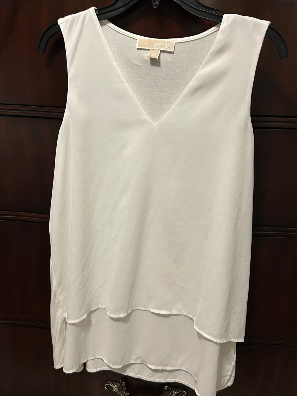 Michael Kors White V-Neck Layered Sleeveless Camisole